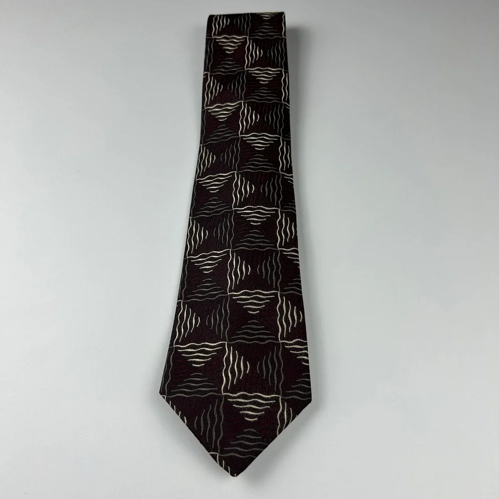 Vintage Robert Talbott‎ Best of Class Nordstrom XL Maroon Geometric Silk Tie USA